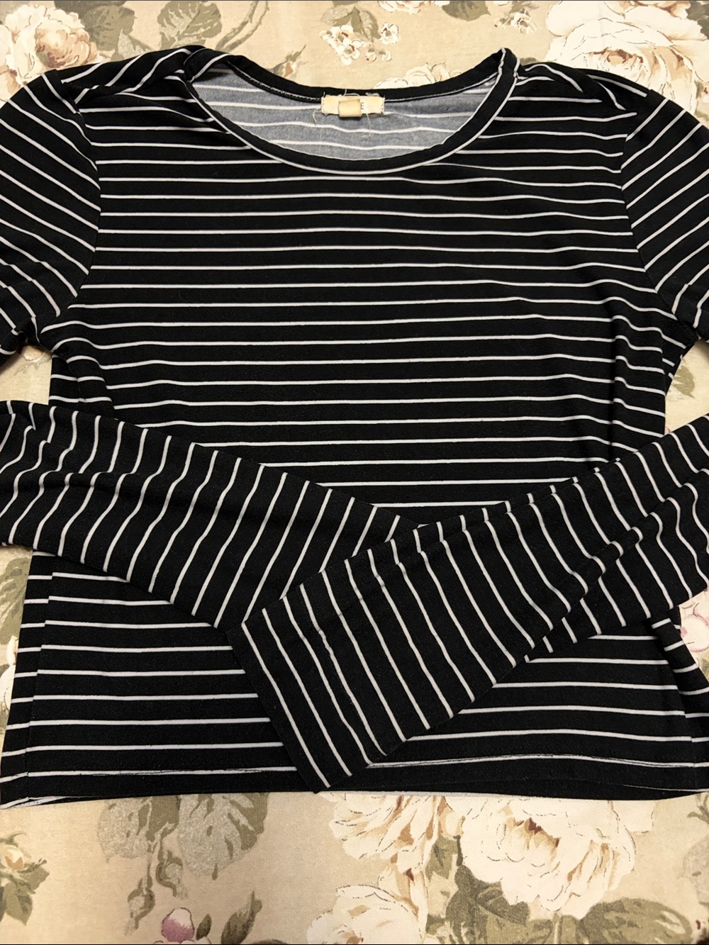 Ardene Black and White Striped Long Sleeve Tee